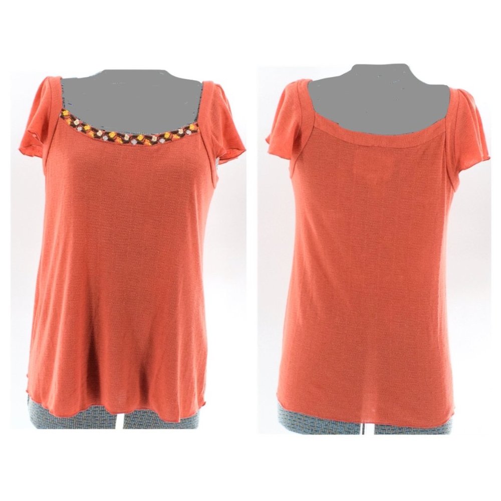 Anthropologie Deletta Orange Knit Top M
